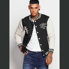 Campera universitaria con rib b&w - KITCH TECH