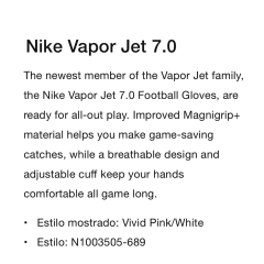 Guantes NIKE Vapor Jet 7.0 - VIVID PINK/WHITE - U$D 150 en internet