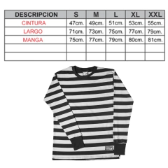 Remera Manga Larga Rayada Blanco Negro - KITCH TECH