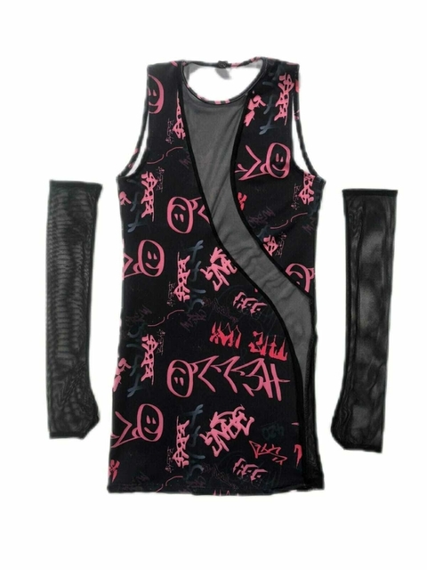 Vestido Gastly Negro Rosa