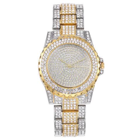 Reloj Strass Dorado-Plata Iced Diamante Simil Oro Trap Hip Hop N5