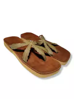 Ojota Sandalia Hoja Chala Marijuana Cannabis Cañamo Cuero Nobuk RAW