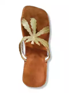Ojota Sandalia Hoja Chala Marijuana Cannabis Cañamo Cuero Nobuk RAW - KITCH TECH