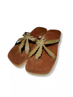 Ojota Sandalia Hoja Chala Marijuana Cannabis Cañamo Cuero Nobuk RAW - comprar online