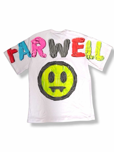 Remera Full Farwell Face Smile Blanca