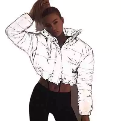 CAMPERA PUFFER REFLEX REFLECTIVA PUFFER CROP TOP LISA