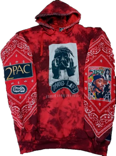 Buzo Hoodie "2PAC" Batik Rojo