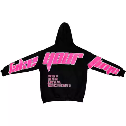 Buzo Hoodie Take Your Time Negro/fucsia
