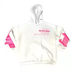 Buzo Hoodie Take Your Time Blanco Fucsia - comprar online