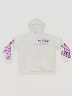 Buzo Hoodie Take Your Time Blanco Violeta - comprar online