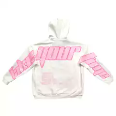 Buzo Hoodie Take Your Time Blanco Rosa