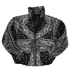 Campera Puffer Bandana Negra Sin Capucha - comprar online