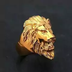 Anillo Bestia Leon Dorado Aleacion Zinc - comprar online