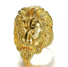 Anillo Bestia Leon Dorado Aleacion Zinc