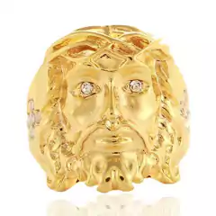 Anillo Cristo Dorado Aleacion Zinc con Strass