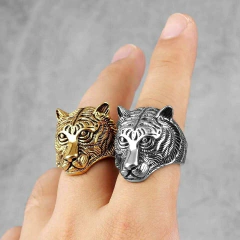 Anillo Bestia Tigre Dorado Acero - comprar online