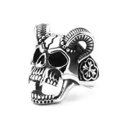 Anillo Metal Craneo Demonio Acero