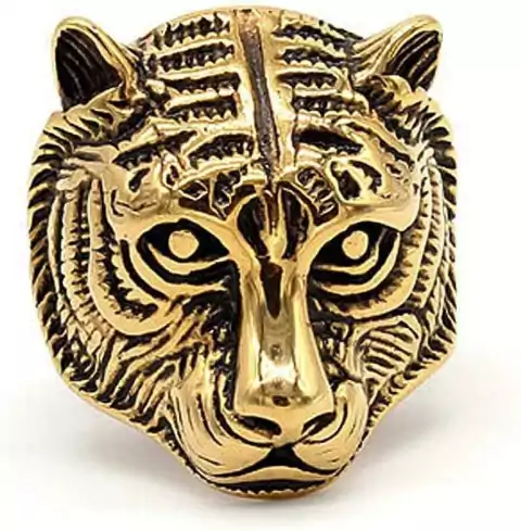 Anillo Bestia Tigre Dorado Acero