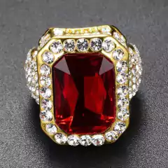 Anillo dije rubi rojo c/strass dorado en internet