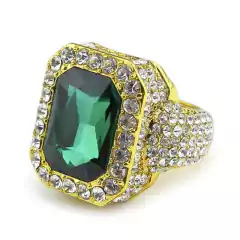 Anillo dije rubi verde c/strass dorado