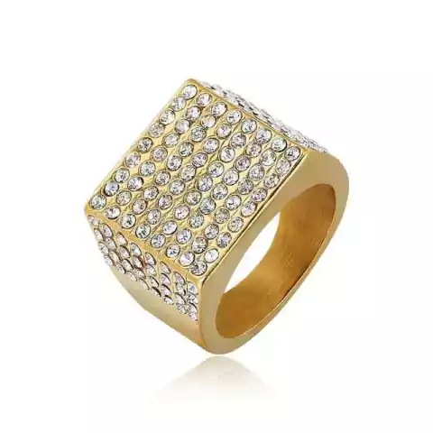 Anillo c/strass completo dorado
