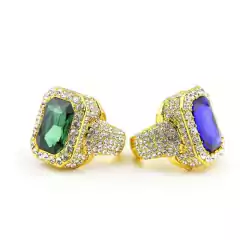 Anillo dije rubi verde c/strass dorado en internet