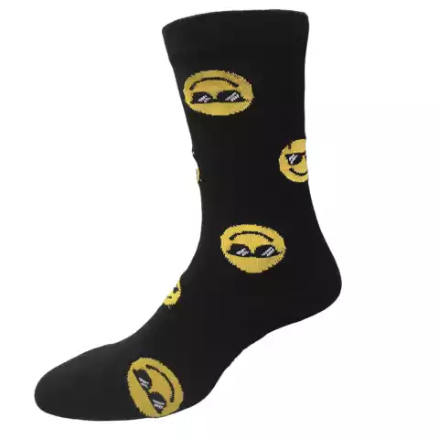 Medias Caña Alta Emoji Cool negras