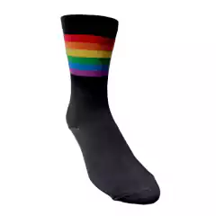 Medias Caña Alta Black Franjas Pride