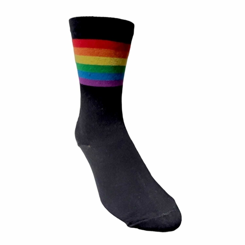Medias Caña Alta Black Franjas Pride