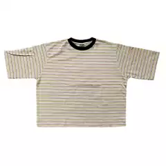 Remera Boxy Fit Calix Rayada Beige/Verde