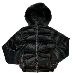Campera Puffer Croptop Brillosa