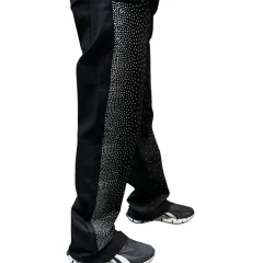 Pantalon Jean Baggy Full Black Intervenido Strass - comprar online
