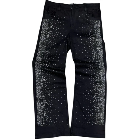 Pantalon Jean Baggy Full Black Intervenido Strass