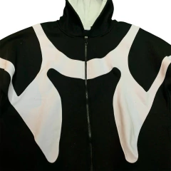 Buzo con Cierre Hoodie Recortes Friza Negro - KITCH TECH