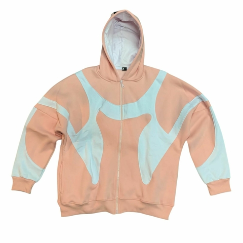 Buzo con Cierre Hoodie Recortes Friza Rosa - comprar online