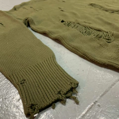 Buzo Sweater Ripped Verde Militar - tienda online