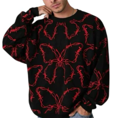 Buzo Sweater Butterfly Mariposa Negro y Rojo en internet