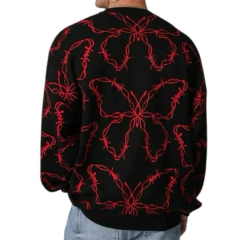 Buzo Sweater Butterfly Mariposa Negro y Rojo - KITCH TECH