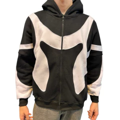 Buzo con Cierre Hoodie Recortes Friza Negro - tienda online