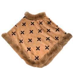 Poncho Peluche Corderoy Beige Cruz Negra