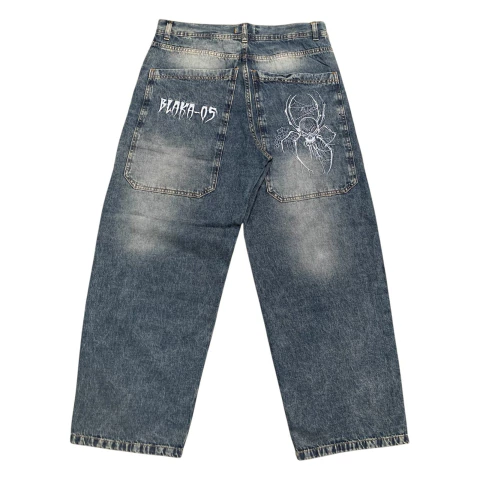 Pantalon Intervenido Jean Baggy Skull Spider - comprar online