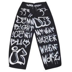 Image of Conjunto Jean Full Graff By Kitch Tech - Black