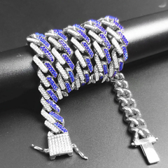 Cadena Cubana Piedra Strass Plateada Hip Hop Trap 56 - 24 Inch - comprar online