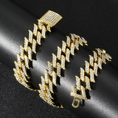 Cadena Cubana Piedra Strass Dorada Plateada Hip Hop Trap 59 - 20 Inch en internet