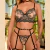 Conjunto Dayane Personalizável em Tule Bordado – 4 Peças Nude Preto