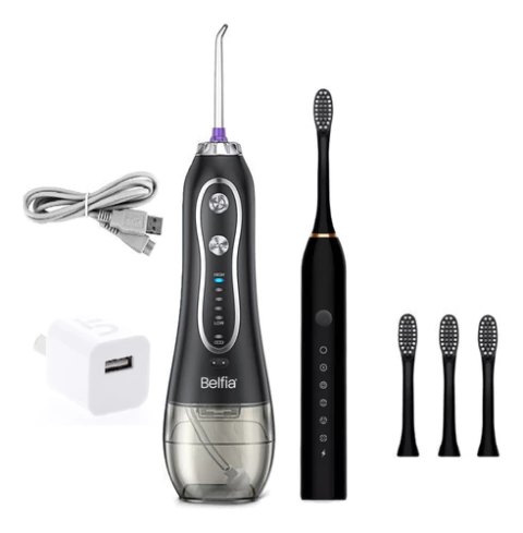 Combo Cepillo Dientes Electrico Belfia B10 Irrigador Bucal color negro - comprar online
