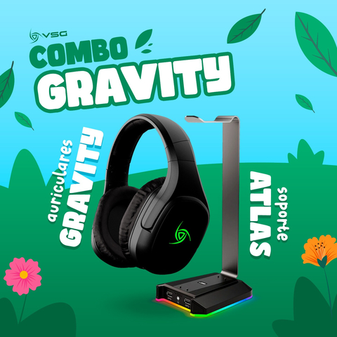 Combo Headset Gravity + Soporte Atlas