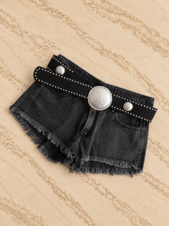 SH320 SHORT DENIM BAJO NEGRO LISO - Mora Mia Indumentaria 