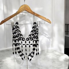 T1517 TOP IMPORTADO GEMAS COLGANTES NEGRO