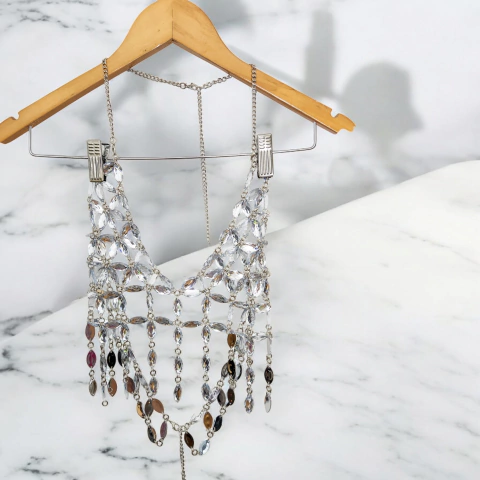 T1517 TOP IMPORTADO GEMAS COLGANTES PLATA